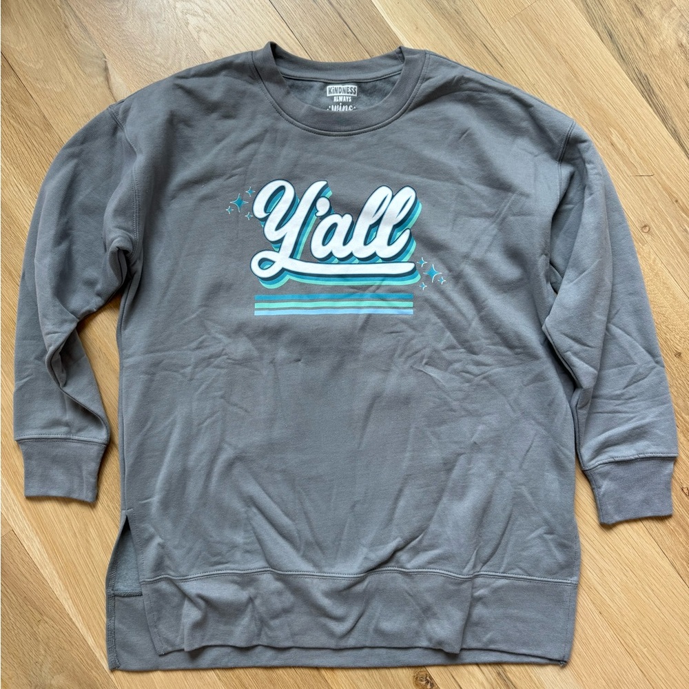 NWOT • Love & Pineapples • Y’all Pullover • Grey • Medium